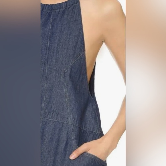 FREE PEOPLE, Halter Babydoll Dark Indigo Denim Dress, Size Small, NWT - Picture 7 of 16